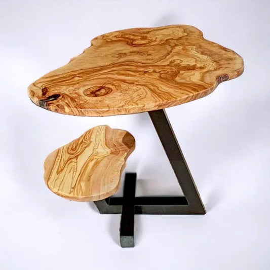 Handcrafted Organic Olive Wood Accent Table – Unique Sculptural Design