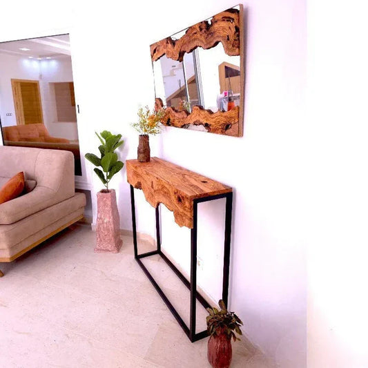 Modern Entryway Console Table with Metal Frame – 80cm